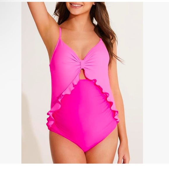 Maternity Bathing Suite Pink One Piece - Picture 1 of 4